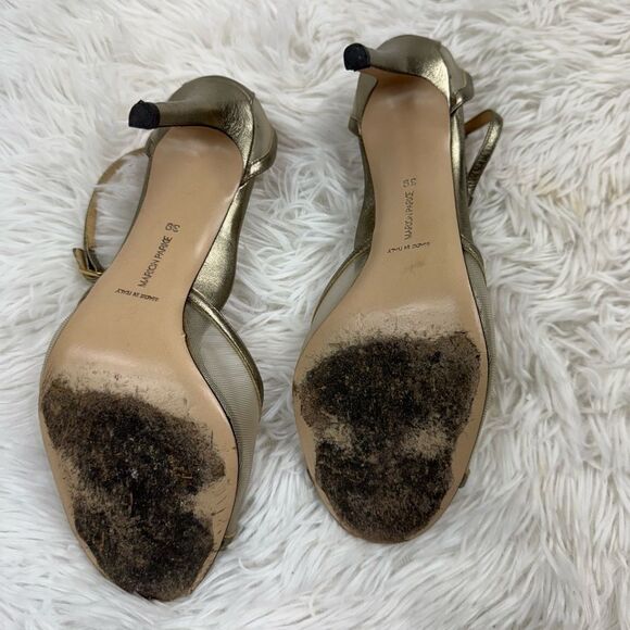 Marion Parke Lolita Mesh Peep Toe leather Stiletto Heels - Picture 9 of 11